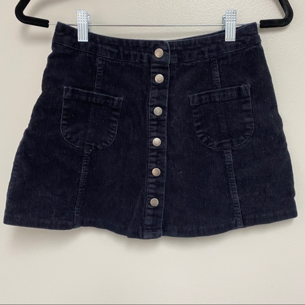 Brandy Melville Black Corduroy A-Line Mini Skirt - Picture 2 of 5